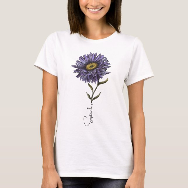 September Aster Birth Month Flower  T-Shirt (Front)