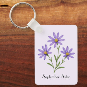 September Aster Flowers  Key Ring