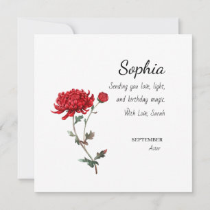 September Aster Personalised Birthday Card