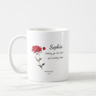 September Aster Personalized Birthday Coffee Mug