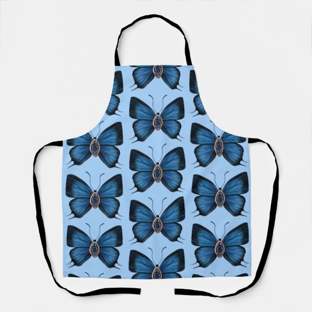 September Birth Blue Sapphire Butterfly Pattern Apron (Front)