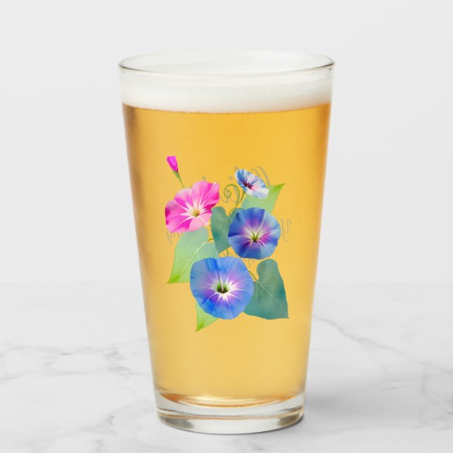 September birth flower gifts Morning glory Glass (Front Filled)