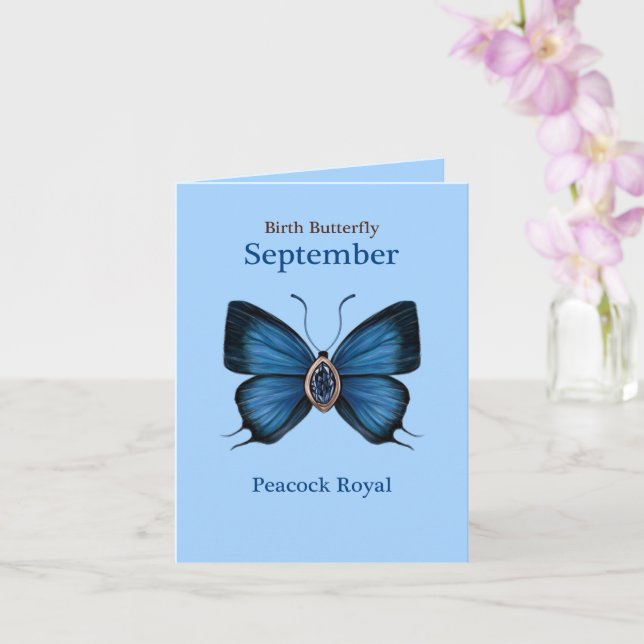 September Birth Gemstone Butterfly - Peacock Royal Card (Orchid)