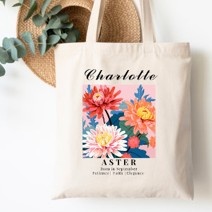 September Birth Month Flower Aster Modern Shopping Tote Bag