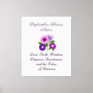 September Birth Month Flower Aster Personalised  Canvas Print