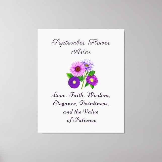 September Birth Month Flower Aster Personalised  Canvas Print (Front)