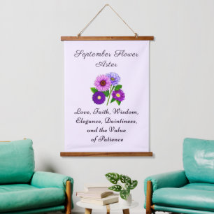 September Birth Month Flower Aster Personalised Hanging Tapestry