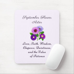 September Birth Month Flower Aster Personalised Mouse Mat