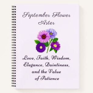 September Birth Month Flower Aster Personalised Notebook