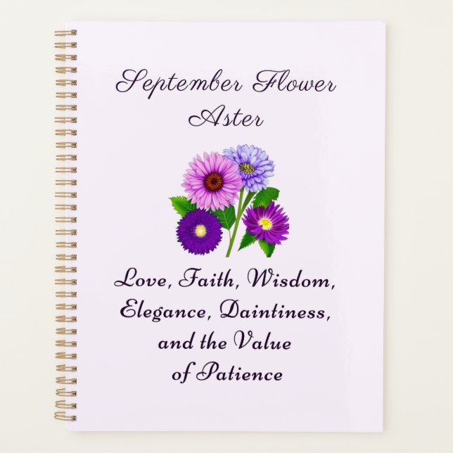 September Birth Month Flower Aster Personalised  Planner (Front)