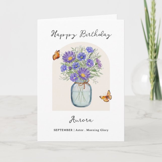 September Birth Month Flower Birthday Card (Front)