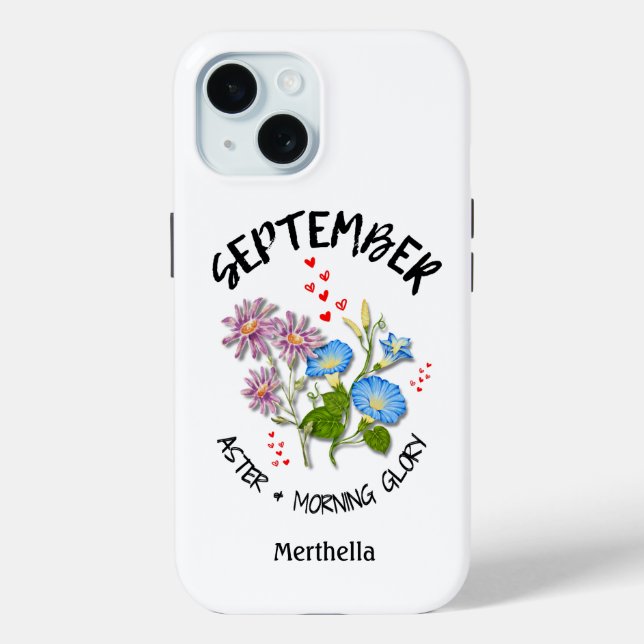 SEPTEMBER Birth Month Flower Custom Name Case-Mate iPhone Case (Back)
