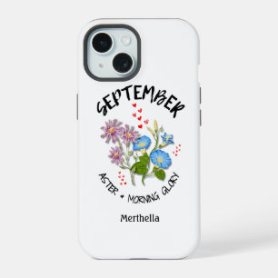SEPTEMBER Birth Month Flower Custom Name iPhone 15 Case