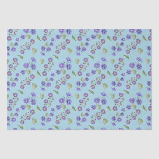 September Birth Month Flowers Aster Morning Glory  Tissue Paper (Front)