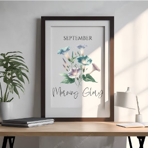 September Birth Month Morning Glory Floral Poster