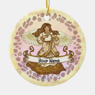 September Birthday Angel Ceramic Tree Decoration
