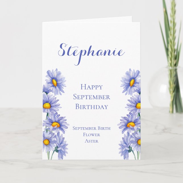 September Birthday Birth Month Flower Aster Card (Front)