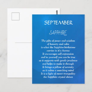 September birthday birthstone Sapphire  Postcard
