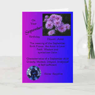 September Birthday Card - Aster and Sapphire