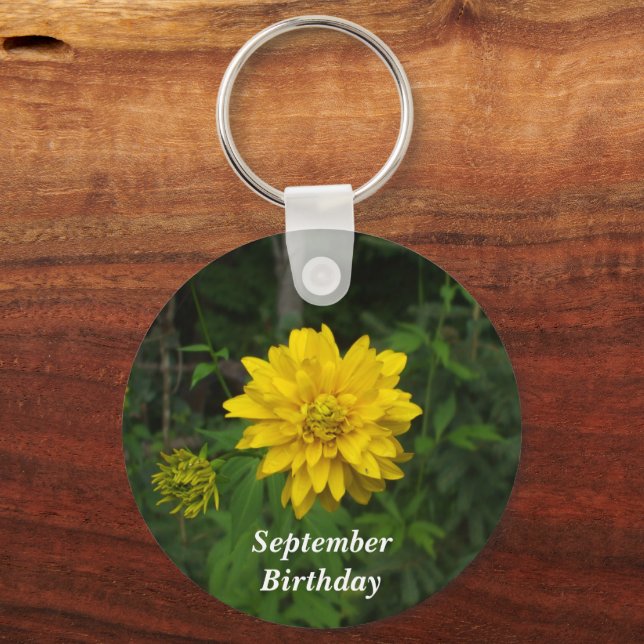 September Birthday Pretty Marigold Key Ring (Front)
