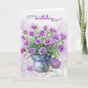September Birthday Purple Asters Birth Flower Card