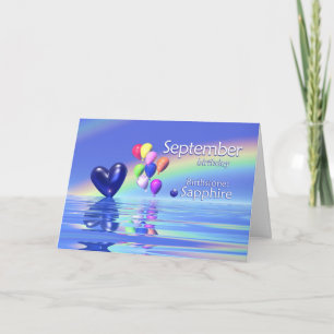 September Birthday Sapphire Heart Card