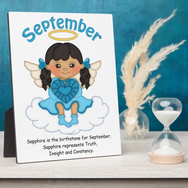 September Birthstone Angel Black Plaque (Side)