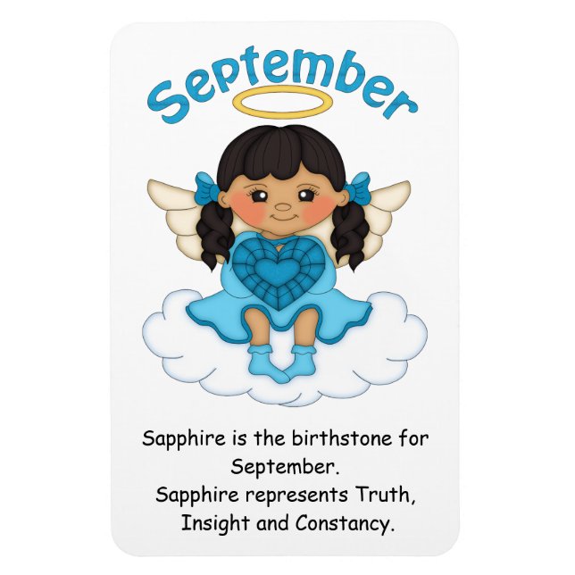 September Birthstone Angel Black Premium Magnet (Vertical)