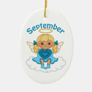 September Birthstone Angel Blonde Ceramic Tree Decoration