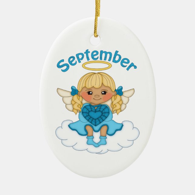 September Birthstone Angel Blonde Ceramic Tree Decoration (Front)