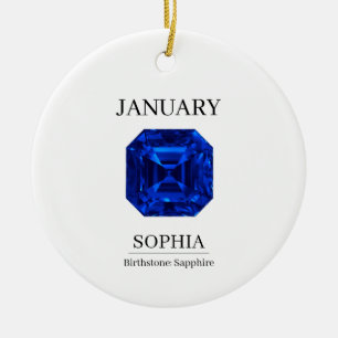 September Birthstone Birthday Name Sapphire Ceramic Tree Decoration