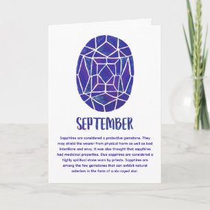 September Birthstone Sapphire Birthday Watercolor Card