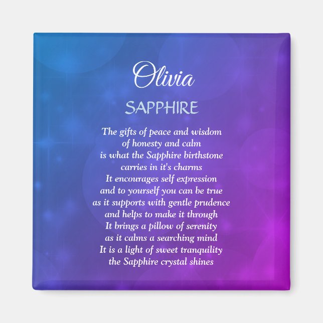 September Birthstone Sapphire design  Magnet (Front)
