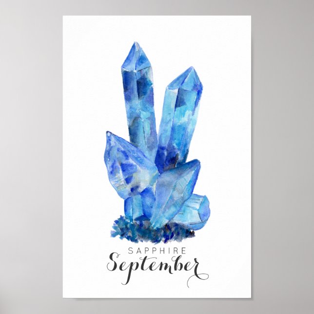 September Birthstone -Sapphire Watercolor | Poster (Front)