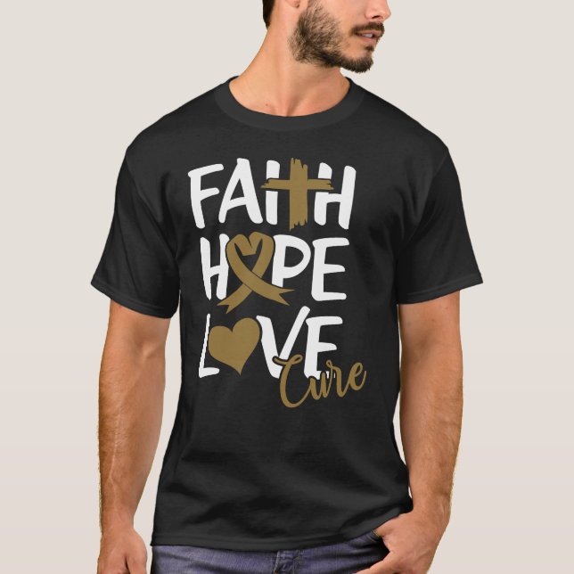 September Childhood Cancer Gold Ribbon, Faith Hope T-Shirt (Front)