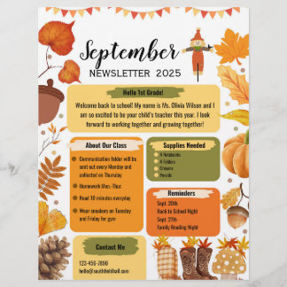 September Classroom Newsletter  Flyer