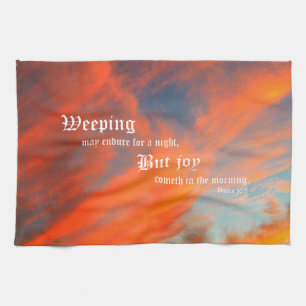 September Clouds with Psalm 30:5 Tea Towel