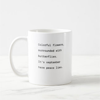 September coffee mug typography poetic butterflies
