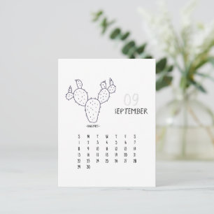 September Customisable Cactus 2024 Calendar Card