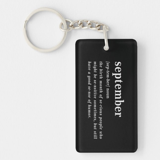September Definition Birthday Key Ring (Front)