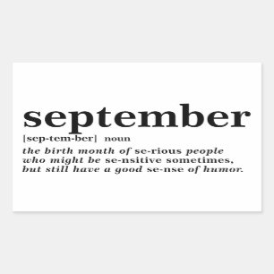 September Definition Rectangular Sticker