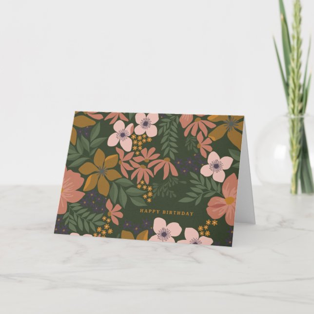 September Floral Birthday Greeting Card (Front)