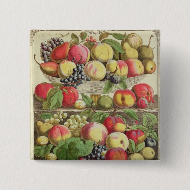 September, from 'Twelve Months of Fruits' 15 Cm Square Badge (Front)