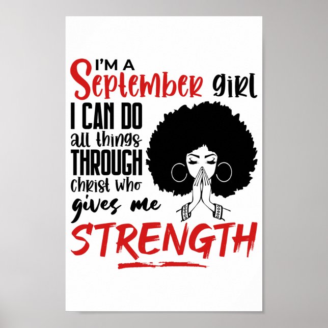 September Girl Christian Women Pray Birthday Poster (Front)