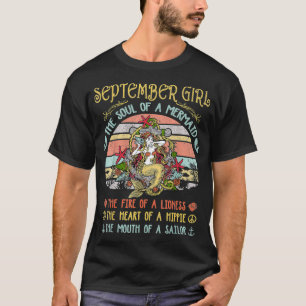 September Girl The Soul Of A Mermaid Vintage Birth T-Shirt