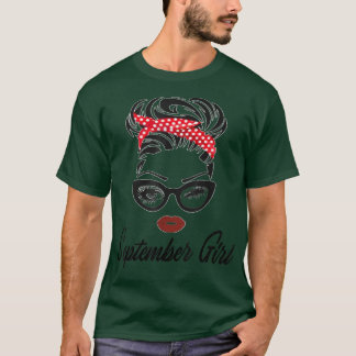 September Girl Wink Eye Woman Face Born on Autumn  T-Shirt