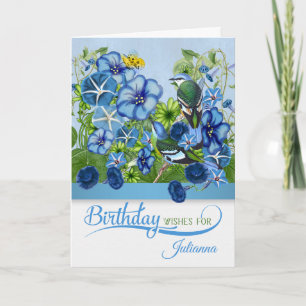 September Morning Glory Garden Birthday Card