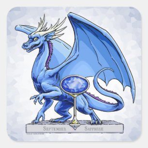 September’s Birthstone Dragon: Sapphire Square Sticker