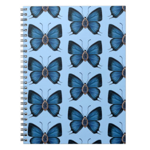 September Sapphire Blue Butterfly Pattern Design Notebook