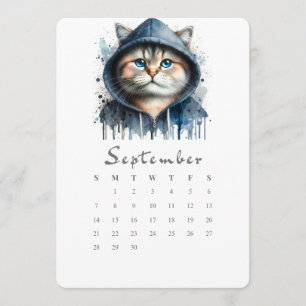 September Stand-Alone Calendar Kitty Splash Art Menu